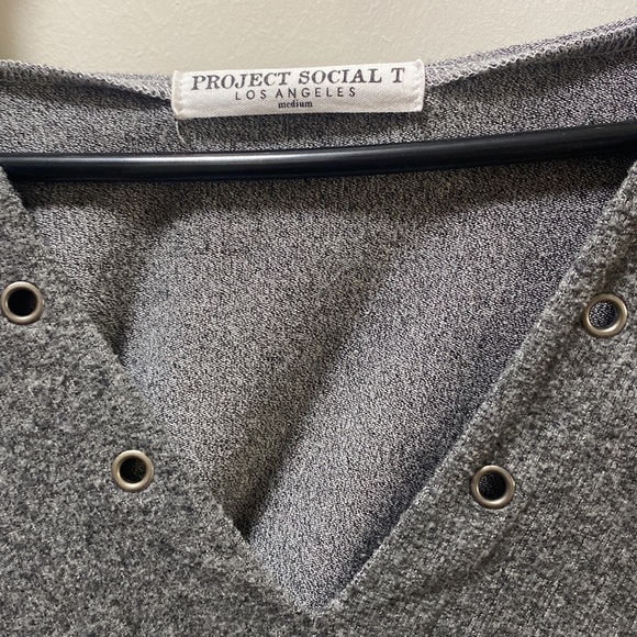 Project Social T Grey Long Sleeve Hooded Top - Picture 2 of 3